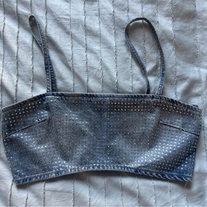 Zara sparkly denim top